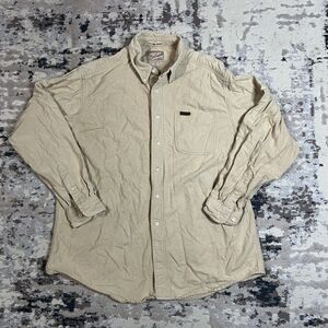 VINTAGE Woolrich Sportman Chamois Cloth Shirt Size XL Beige Cotton Button Up